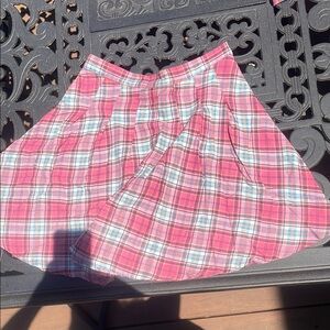 Pink/Blue/White Pleated Skater Mini Skirt